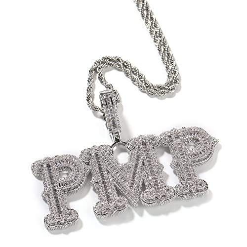 VAKTWPDLY Personalisierte Name Halskette 18K Gold plattiert Simulated Diamond Iced Out Chain Chunky Hip Hop Halskette Buchstabe Anhänger Charms Custom Chain für Männer Frauen von VAKTWPDLY