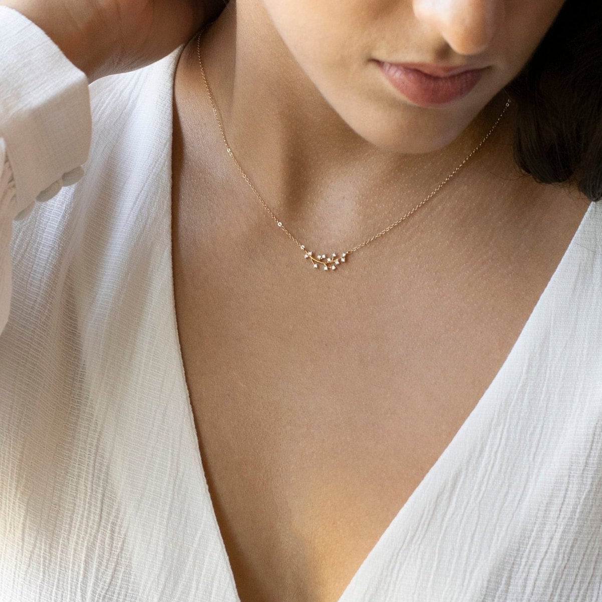Cluster Halskette, Zweig Weihnachtsgeschenke, Halsketten Für Frauen, Diamant Geschenke Mutter, Schwester Geschenk, Personalisierte Cluster Halskette, Zweig Weihnachtsgeschenke, Halsketten Für Frauen, Diamant Geschenke Mutter, Schwester Geschenk, Personalisierte von VALAY