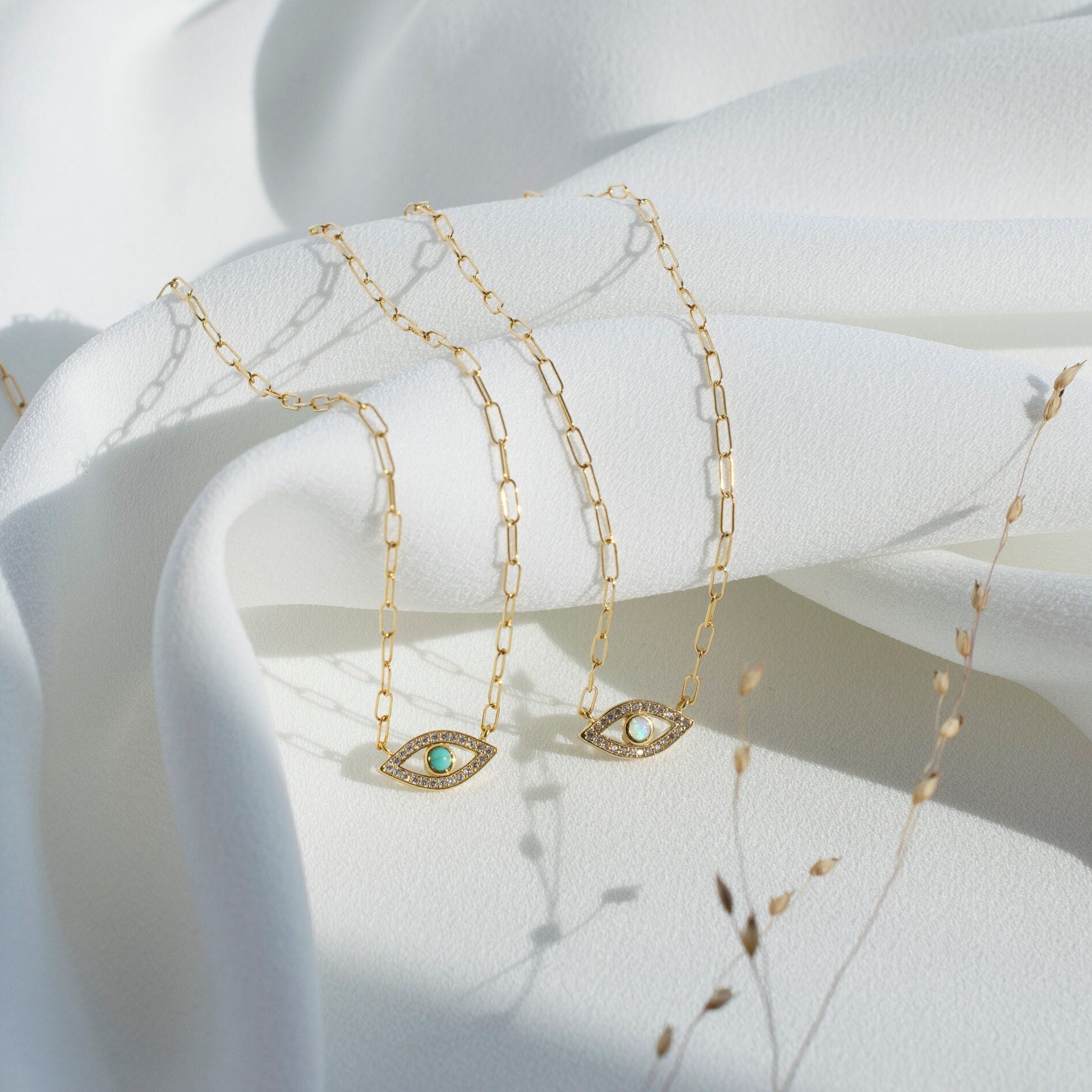 Evil Eye Halskette Türkis Opal Büroklammer Halsketten Für Frauen Gold Abschlussgeschenk Evil Eye Halskette Türkis Opal Büroklammer Halsketten Für Frauen Gold Abschlussgeschenk von VALAY