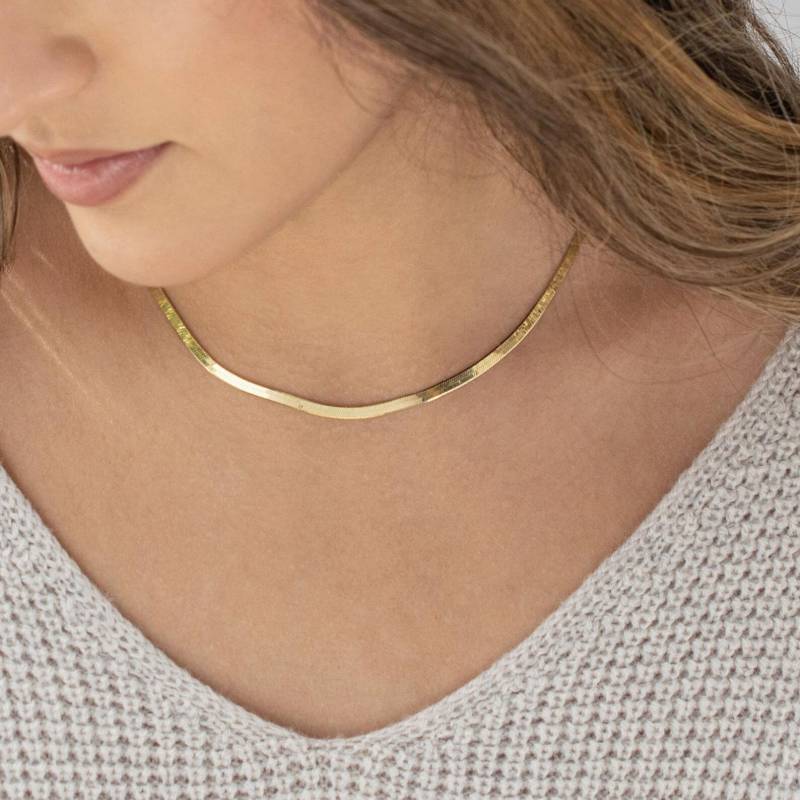 Herringbone Halskette Fischgrät Kette Schlange Zierliche Gold Statement Halskette, Minimalist Weihnachtsgeschenke von VALAY