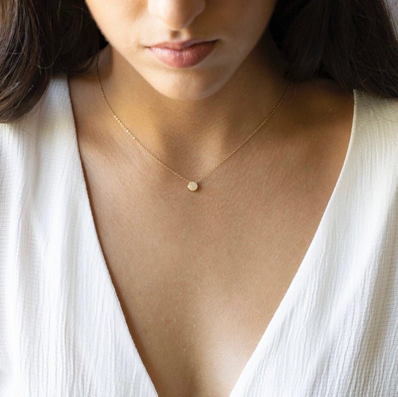 Kreis Halskette Diamant Cluster Lehrer Geschenk Freundin Brautjungfer Frau Weihnachtsgeschenke von VALAY