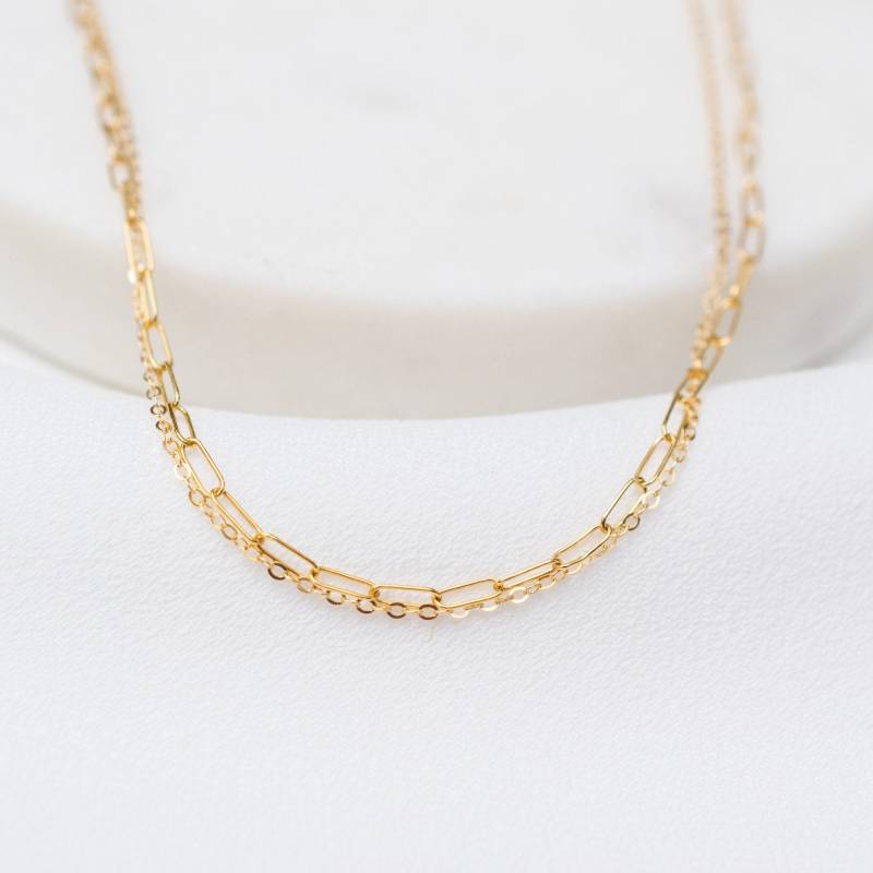 Rechteck Kette Doppelte Layered Halskette Minimalist Gold Gefüllt Geschenk Für Frauen von VALAY