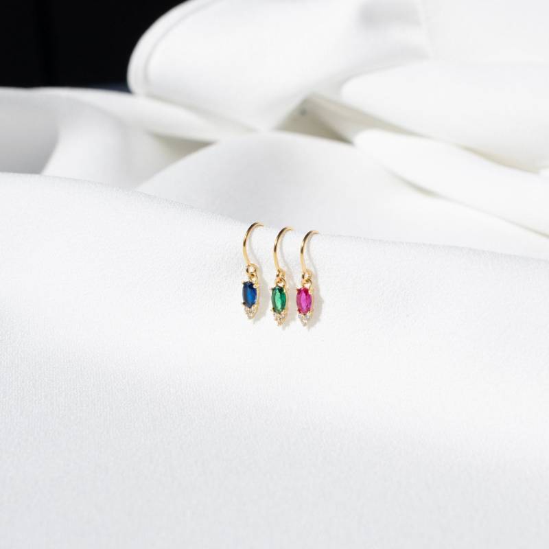 Zirkonia Baguette Ohrringe Baumeln Zierliche Smaragd Amethyst Saphir Rubin von VALAY