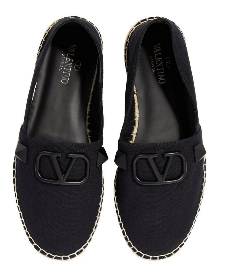 VALENTINO GARAVANI Herren Schuhe Canvas Loafers V-Logo Stud Slipper Espadrille Tonales V-Logo mit charakteristischen Stud von VALENTINO GARAVANI