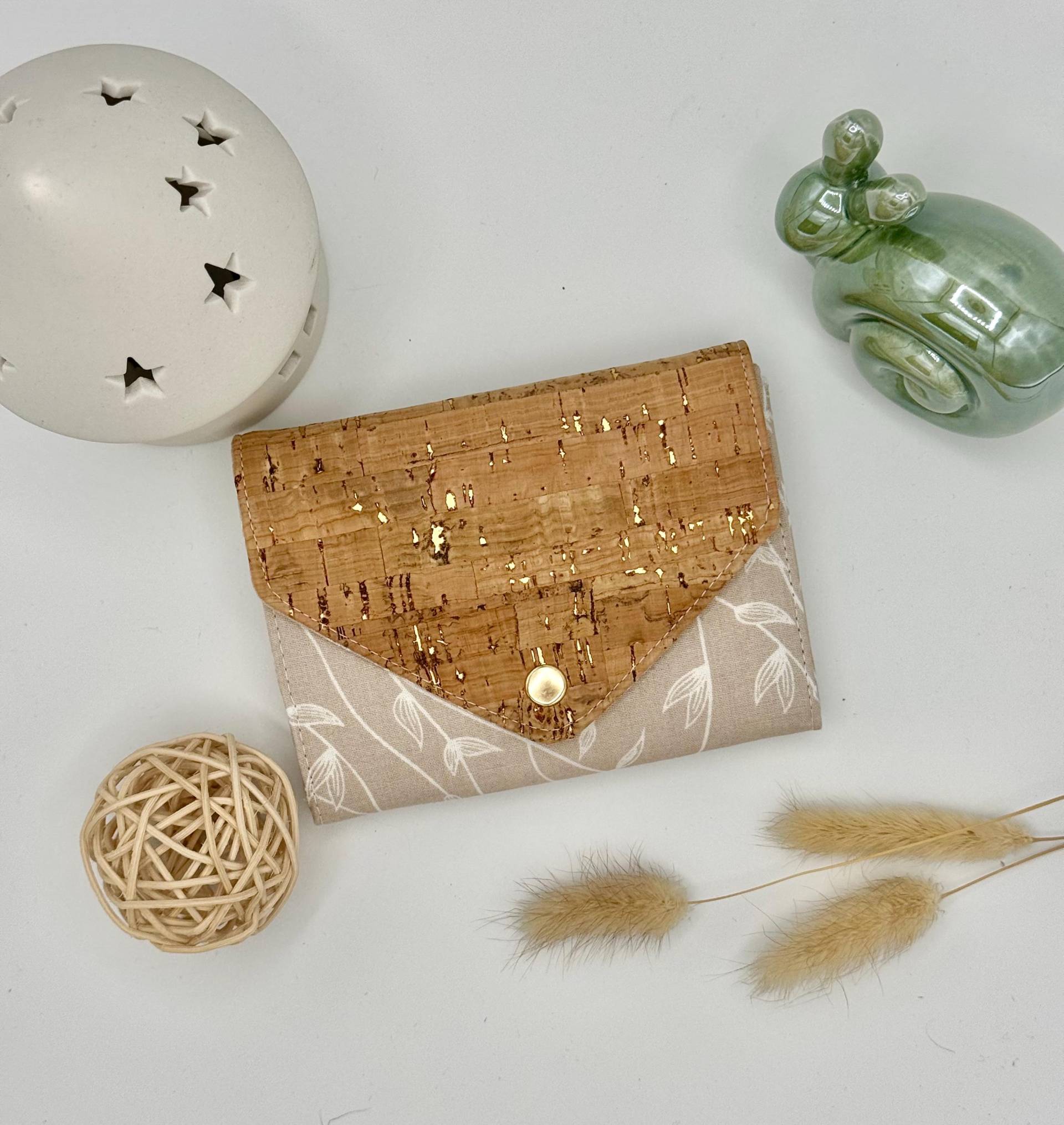 Geldbörse Damen Blumen Portemonnaie Kork Mit Gold von VALEOVIBES