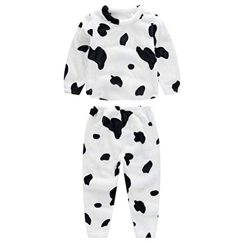 VALICLUD 1satz Einstellbare Flanell-Pyjamas Für Junge Mädchen Cartoon-Kuh-Muster Wärmende Freizeitkleidung Für Jungen Und Mädchen Für Herbst Und Winter von VALICLUD