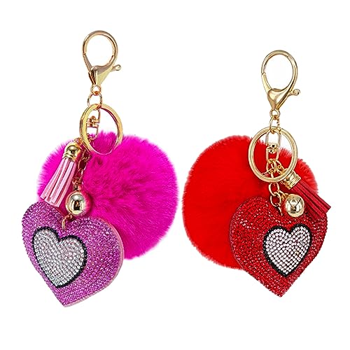 VALICLUD 2stücke Furry Herz Schlüsselanhänger Bunte Tasche Pendants Mit Glitzer Dekoration Für Autoschlüssel Handtaschen Und Rucksäcke Zufällige Farben von VALICLUD