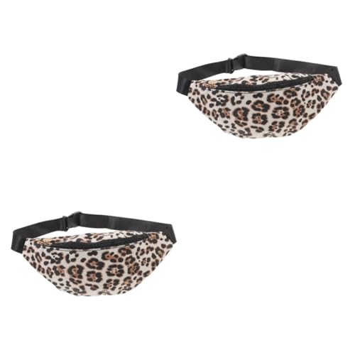 VALICLUD 2 STK Hüfttasche Für Damen Gürteltasche Für Hüfttasche Mit Reißverschluss Gürteltasche Damen Leopardentasche Fräulein Violett Handyhalter Leopardenmuster von VALICLUD