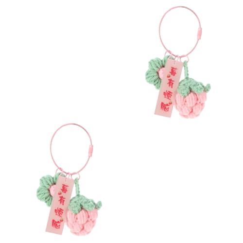 VALICLUD 2St Schlüsselanhänger-Ornamente Schlüsselanhänger Taschenanhänger pummeluff Kuscheltier Stitch+Kuscheltier Erdbeerdekor Schlüsselringe Schlüsselanhänger Rucksack 合金，毛线 Rosa von VALICLUD