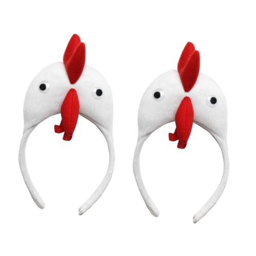 2st Hahn Stirnband Hahn-haarband Plüsch-tier-stirnbänder Mädchen Stirnbänder Osterparty Dekoration Ohrhorn-haarreifen Osterkostüm-requisite Ostern-hahn-kopfschmuck Stoff Weiß VALICLUD von VALICLUD