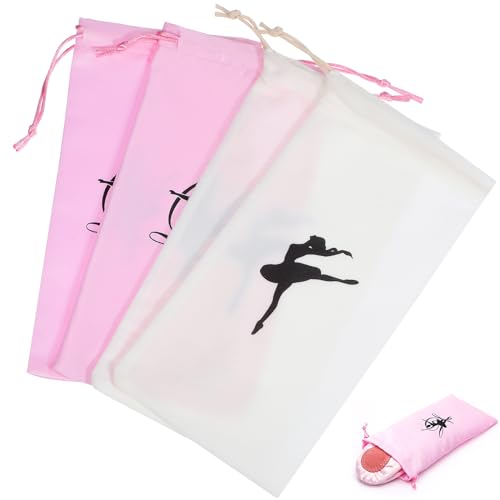 4 Stück Ballettschuhbeutel Satin Und Flanell, Tanzschuhbeutel Mit Kordelzug, Doppelschichtiges Design, Mehrere Aufbewahrungstaschen Für Mädchen von VALICLUD