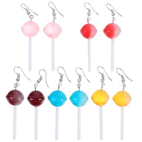 5 Paar Lollipop-Ohrringe Mädchen-Tropfenohrringe Lollipop-Süßigkeits-Ohrring-Ohrringe Für Frauen Baumelnder Modeschmuck Lustiger Schmuck Lollipop-Tropfenohrring Trendiger von VALICLUD