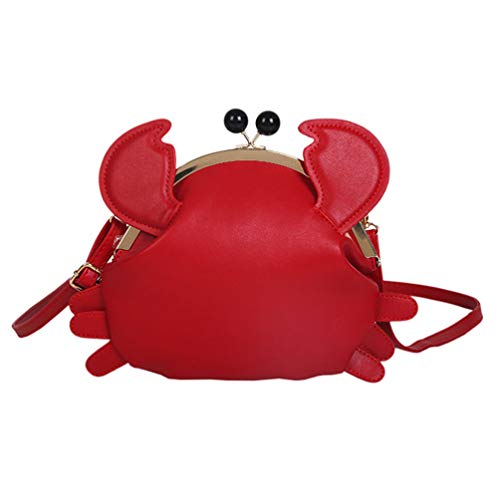 Krabbe Satchel Handtasche Neuheit Krabbe Verschluss Clutch Geldbörsen Tier Crossbody Taschen Schultertasche Flounder Geldbörse Krabbe Geldbörse für Mädchen Frauen, rot von VALICLUD