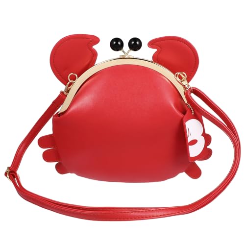 Crab Satchel Handtasche Neuheit Krabbenverschluss Clutch Geldbörsen Tier Crossbody Taschen Schultertasche Geldbörse Krabbe Geldbörse für Mädchen Frauen, rot, 17x0.5x19.5cm von VALICLUD