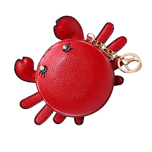 Krabben-Münzgeldbörsen, Damen Krabbe Mini Geldbörse PU Leder Reißverschluss Geldbörse Tasche für Mädchen mit Keyrin Cartoon Geldbörse Reißverschluss Clutch Geldbörse Tasche, Rot/Ausflug, einfarbig von VALICLUD