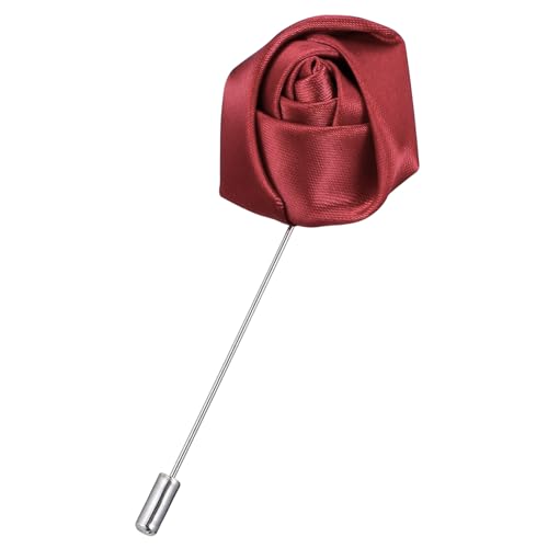 VALICLUD Weinrote Herren Krawattennadel Mit Rosenblume Handgemachte Brosche Reversnadel Blütendurchmesser Nadellänge Blumenknopf Für Kleidung von VALICLUD