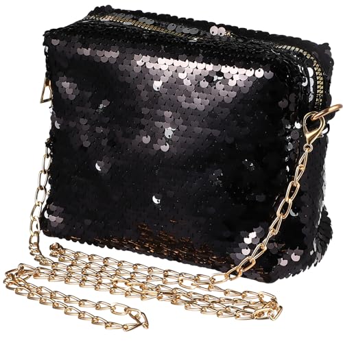 Modische Pailletten Abendtasche Damen Clutch Schwarz Glitzer Handtasche Schultertasche Elegante Hochzeit Party Geschenk von VALICLUD