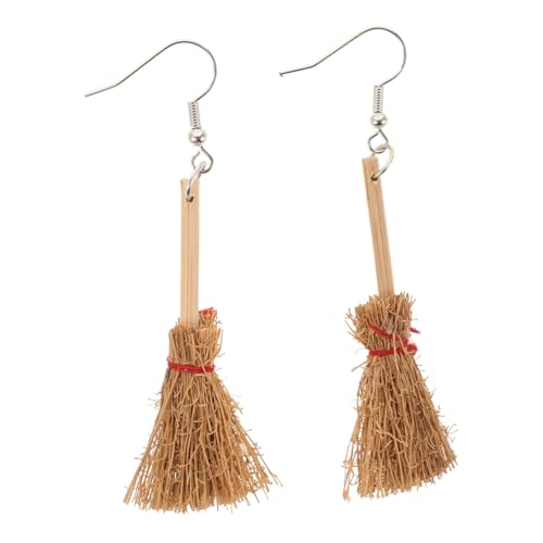 Paar Süße Ohrringe Für Frauen Handgewebte Ohrringe Halloween Schmuck Ladybug Ohrring Hand- Woven Ohrringe Halloween Ohr Haken Besen Ohrringe Fräulein Die Abschlussball Hölzern von VALICLUD