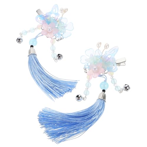 VALICLUD 1 Paar Antike Haarklammern für Mädchen Schmetterling Haarklammern mit Quaste und Glocke Chinesische Haaraccessoires für Hanfu und Festliche Anlässe Blau VALICLUD 1 Paar Antike Haarklammern für Mädchen Schmetterling Haarklammern mit Quaste und Glocke Chinesische Haaraccessoires für Hanfu und Festliche Anlässe Blau von VALICLUD