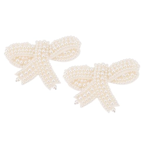 VALICLUD 1 Paar Bogenschuh Blume seidenband ribbon Schuhblume geschen hair pin geschke Schuhknöpfe selber machen Perlmutt-Knöpfe Verschönerungszubehör Schuhknöpfe selbst basteln Stoff Weiß von VALICLUD