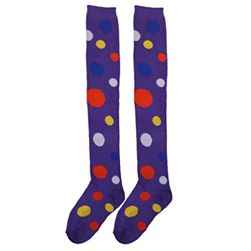 VALICLUD 1 Paar Clown-cosplay-strümpfe Clownsocken Neuheitssocken Orange Oberschenkelhohe Socken Rote Kniestrümpfe Socken Damen Damensocken Fräulein Violett Europäischer Stil Lässige Socken von VALICLUD