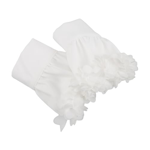 VALICLUD 1 Paar Glockenärmel Mit Französischem Blumenmuster Mini-kit Dreidimensionale Knöpfe Künstliche Gefälschte Manschetten Handgefertigter Runder Fächer Stifthalterung Weiß Chiffon von VALICLUD