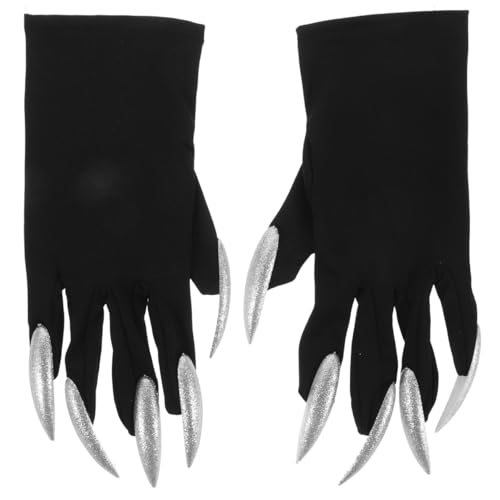 VALICLUD 1 Paar Hexenhandschuhe Halloween-Tierkostüm Halloween-Hexenfinger Halloween-Pfotenhandschuhe lange nägel Halloween Party Partyhandschuhe beängstigend Geisterhandschuhe Stoff von VALICLUD