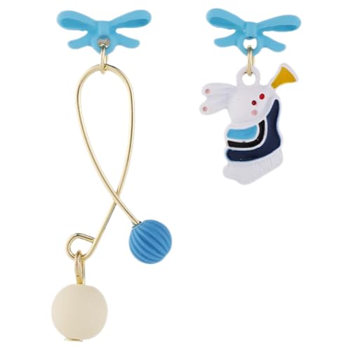 VALICLUD 1 Paar Kaninchen Ohrringe Armbänder Baumelnde Tropfenform Goldene Strasskette Zierliche Vierte Flamingo Perlenschleife Süßer Schmuck Beanie Doppelter Nasenring Medaillon von VALICLUD