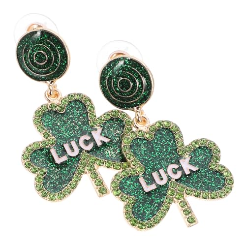 VALICLUD 1 Paar Klee Ohrringe Kleeblatt St Patrick's Silber anhänger für ohrringe anhänger ohrringe glücksbringer op ohrhänger Modeohrringe für Frauen st patricks day Zinklegierung von VALICLUD