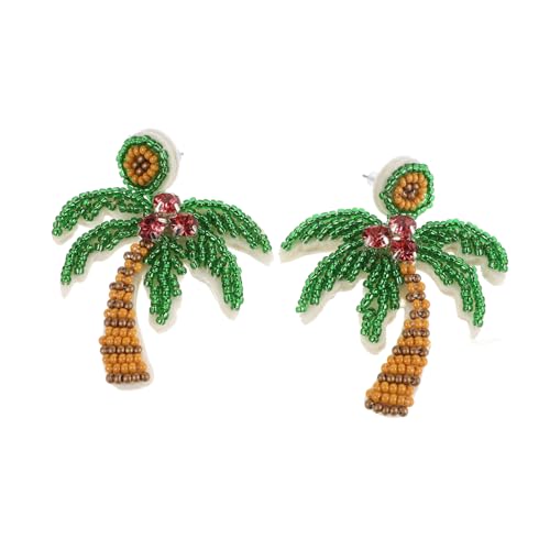 VALICLUD 1 Paar Kokosnussbaum Ohrringe Tropische Ohrringe Für Frauen Sommerschmuck Ohrringe Mit Palmen-charme Hawaii-strand-themenschmuck Tropische Urlaubsohrringe Handgemachter Strand Glas von VALICLUD