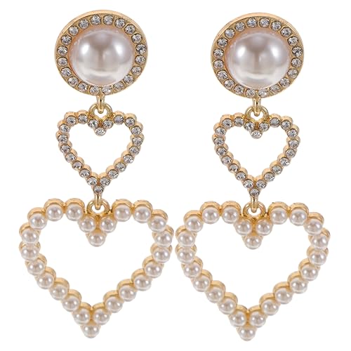 VALICLUD 1 Paar Kronleuchter Metall Herz Perle Creolen Frauen Herz Ohrringe Flash Bohren Goldene Imitation Perlen VALICLUD 1 Paar Kronleuchter Metall Herz Perle Creolen Frauen Herz Ohrringe Flash Bohren Goldene Imitation Perlen von VALICLUD