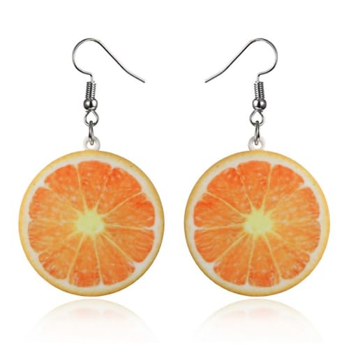 VALICLUD 1 Paar Ohr Baumeln Einfädler Ohrringe Obst Statement-ohrringe Tropfenohrringe Silberne Ohrhänger Sterling Silber Ohrringe Für Frauen Klobige Goldene Creolen Goldene Reifen Orange von VALICLUD