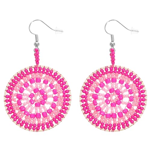 VALICLUD 1 Paar Ohrringe Aus Reisperlen Ohrringe Für Frauen Im Trend Böhmische Für Frauen Kreis Baumelnde Rattan- Statement- Fräulein Korn Volksbrauch von VALICLUD