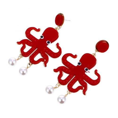 VALICLUD 1 Paar Perlenohrringe süße tierische Ohrringe klein lustig Reiz Oktopus Fallen Frau Ohrentropfen Perlentieranhänger Ohrschmuck kreative Frau Ohrtropfen Acryl von VALICLUD