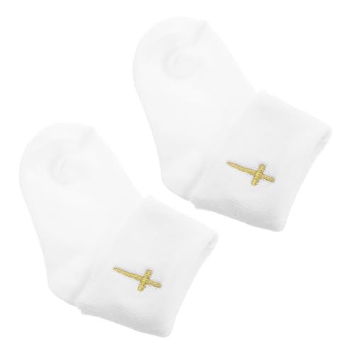 VALICLUD 1 Paar Rücken Mund Taufe Socken taufgeschenk kleidung babykleidung -Outfit -Taufsocken socken Stulpensocken drehen Babyschuhe Baumwolle Weiß von VALICLUD