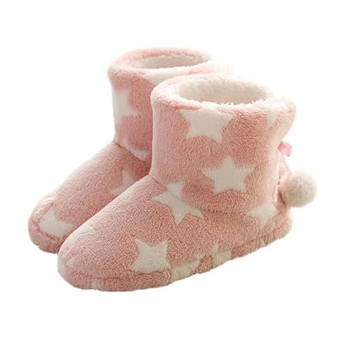 VALICLUD Mode Stern Muster Frauen Hausschuhe Plüsch Fuzzy Ankle Booties Warme Baumwolle Schnee Stiefel von VALICLUD