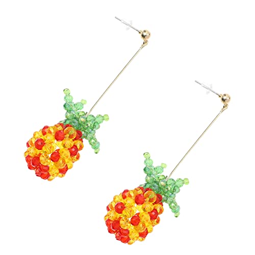 VALICLUD 1 Paar Silber Ohrringe mit Früchte Design Retro Erdbeer und Ananas Ohrhänger für Mädchen Leicht und Elegant für Neujahr Valentinstag und Geburtstage von VALICLUD