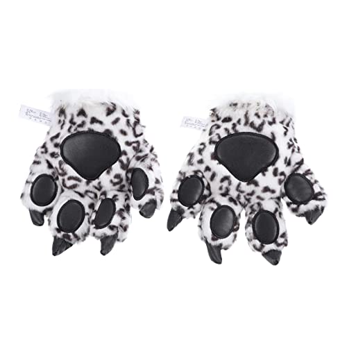 VALICLUD 1 Paar Snow Leopard Palm Handschuhe Tierklauenhandschuhe Handschuhe Mit Schneeleoparden-klauen Winterplüschhandschuhe Plüschige Klauenhandschuhe Kind Weiß Plüsch- Panda Stirnband von VALICLUD