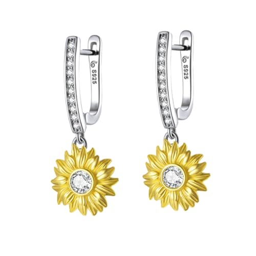 VALICLUD 1 Paar Sonnenblumen-ohrringe Ohrschmuck Im Sonnenblumen-design Halsketten Für Mädchen Kristallanhänger Strassdekor Modeaccessoire Sommerdeko 92 Verstreute Perlen S925 Charmant von VALICLUD