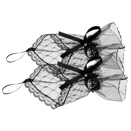 VALICLUD Elegante Lolita-spitzenhandschuhe Fingerlose Netzmanschetten Für Damen Braut-handgelenkmanschetten Mit Schleife Für Teepartys Und Hochzeiten von VALICLUD