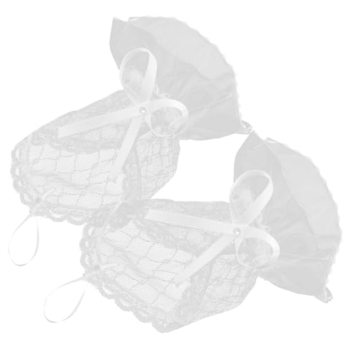 VALICLUD 1 Paar Spitzenhandschuhe Spitzenärmel Hochzeitsmanschette Bogenhandschuhe Dekorativer Nadelschmuck Stulpenhandschuhe Halloween-handschuhe Perlenzubehör Mesh-ärmel Ärmel Spitze Weiß von VALICLUD