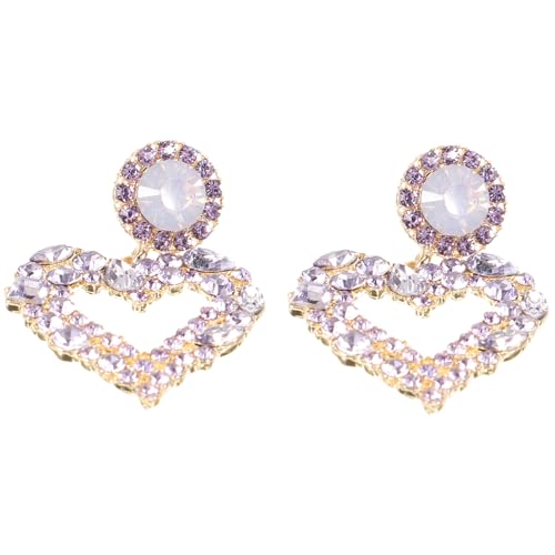 VALICLUD 1 Paar Strass-Ohrringe Herzohrringe herzförmige Ohrringe Ohrentropfen Braut Herzensliebe Legierungsohrringe Ohrschmuck Weibliche Ohrzubehör Strasssteine Violett VALICLUD 1 Paar Strass-Ohrringe Herzohrringe herzförmige Ohrringe Ohrentropfen Braut Herzensliebe Legierungsohrringe Ohrschmuck Weibliche Ohrzubehör Strasssteine Violett von VALICLUD