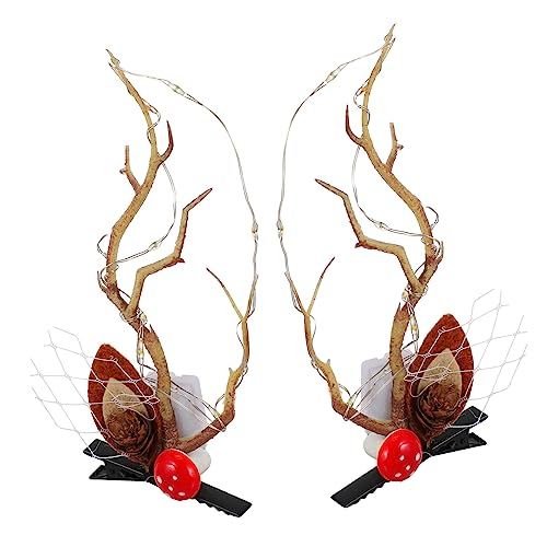 VALICLUD 1 Paar Weihnachts Haarschmuck Deer Horns Haarspangen Leuchtende Rentier Geweih Haarclips für Festliche für Party und Weihnachtsdekoration mit Bunten Lichtern von VALICLUD
