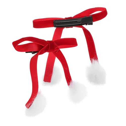 VALICLUD 1paar Kreative Haarspangen Mit Pompons Aus Rotem Für Weihnachten Und Neujahrsfeiern Elegante Haaraccessoires Für Frauen Und Mädchen Haarschmuck Für Festliche Anlässe von VALICLUD