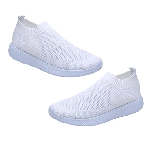 VALICLUD 1 Paar elastische Sockenschuhe Unterstützung Wohnung tragen atmungsaktive Sportschuhe Laufschuhe für Damen lässige Sportschuhe Tennisschuhe Herren Damenschuhe einfache Schuhe Weiß von VALICLUD