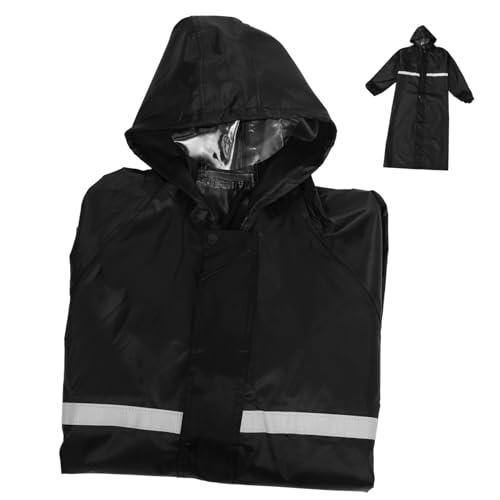 VALICLUD 1 STK Regenbekleidung Windjacke-Regenmantel Regen+Jacke Regenanzug mit Kapuze Regenjacke große größen Regenjacke mit Reflektoren wimperntusche Arbeitsversicherungsmantel Black von VALICLUD