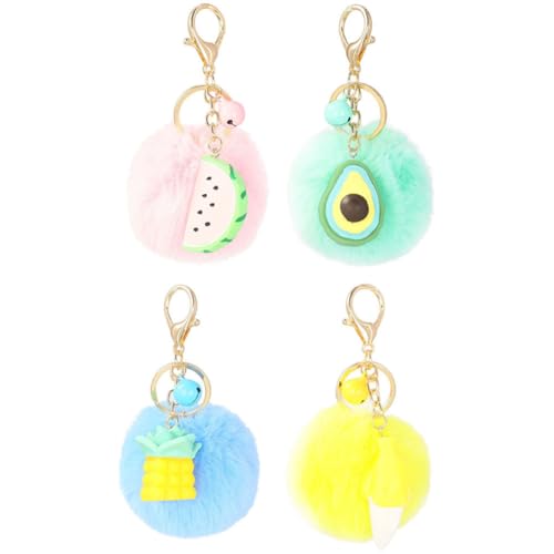 VALICLUD 1satz Frucht Schlüsselanhänger Mit Plüschbällen Auto Schlüsselbund Für Einzigartige Schlüsselketten Wassermelone Avocado Banane Ananas von VALICLUD