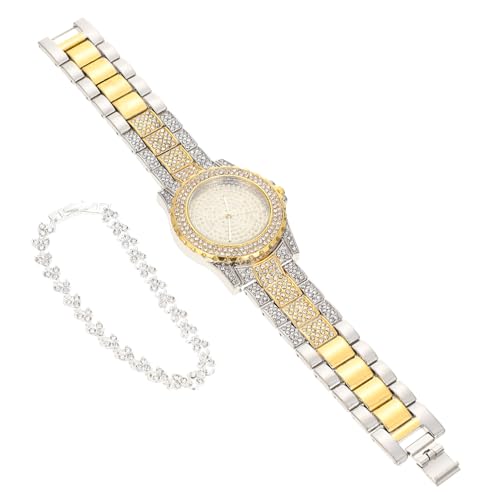 VALICLUD 1satz Damen Elegante Armbanduhr Und Armband Mit Vollen Diamanten Modisches Handgelenkschmuck Besondere Anlässe Präzise Zeitmessung Und Luxuriöses Design von VALICLUD