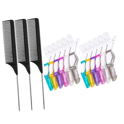 VALICLUD 1 Satz Antistatische Kammjacke Set Alligatorclips Frisierkämme Schwanzkamm Schwanzkämme Salonkamm Haarkamm Haarspangen für Frauen Clips zum Schneiden von Haaren Friseurkamm Plastik von VALICLUD