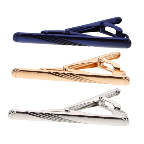 VALICLUD Trendiges Herren Krawattenklammer & Krawattennadel Set - Silber Gestreift Gelb - Schalclip & Kragennadel Fürs Business von VALICLUD